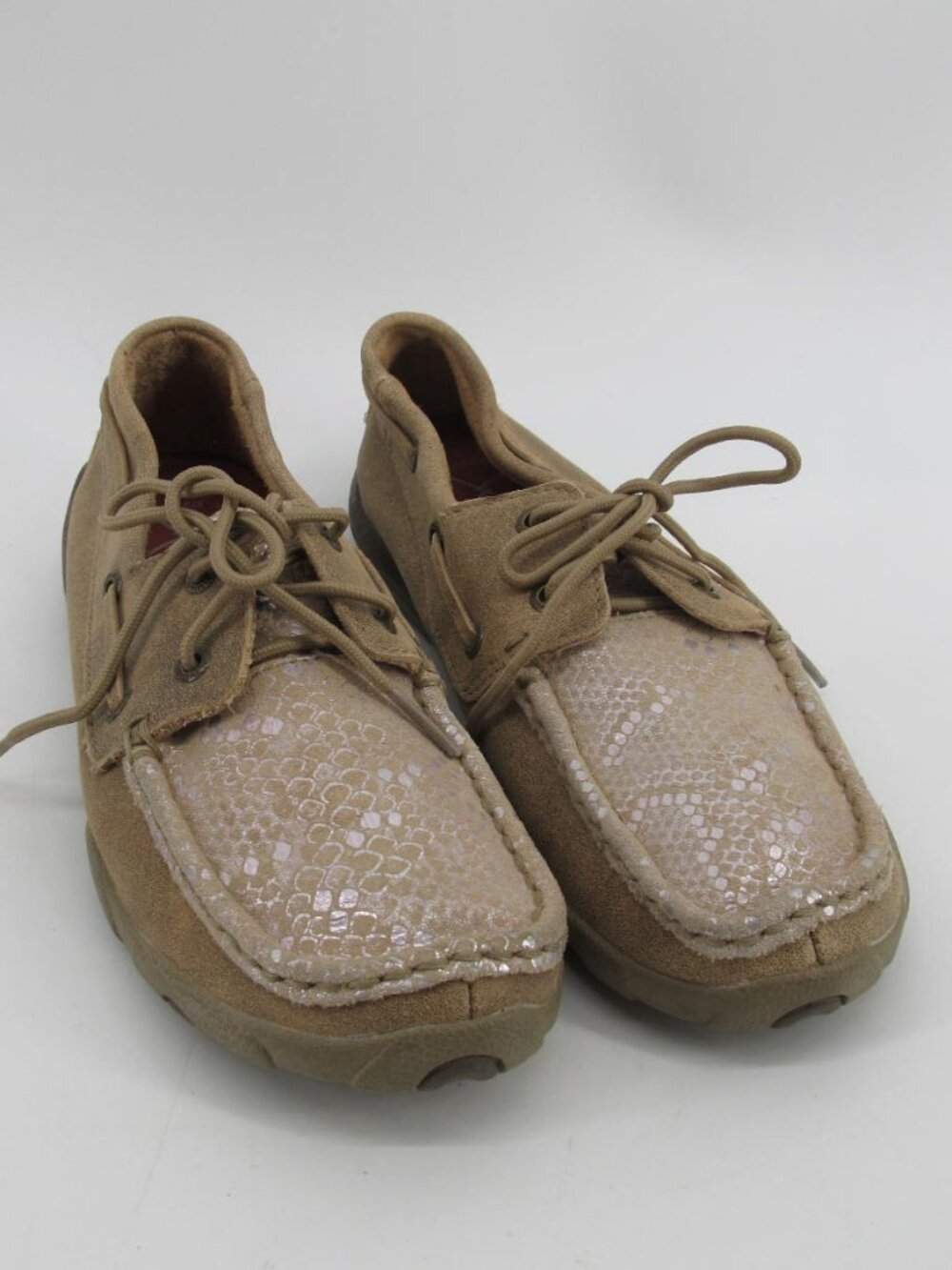 Twisted X Driving Mocs Snake Tan Lace-Up Loafer Boat Shoes Womens Size 7 M